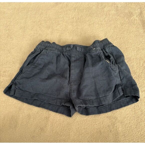 Abercrombie & Fitch Other - Abercrombie Kids Shorts Girls 5/6 Blue Uniform Linen Blend Navy Cuffed Pull‎ On